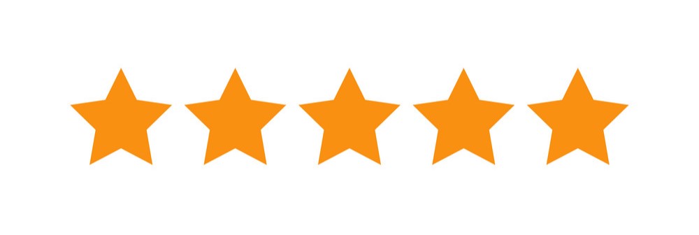 Five stars customer product rating review icon. Modern vector illustration.